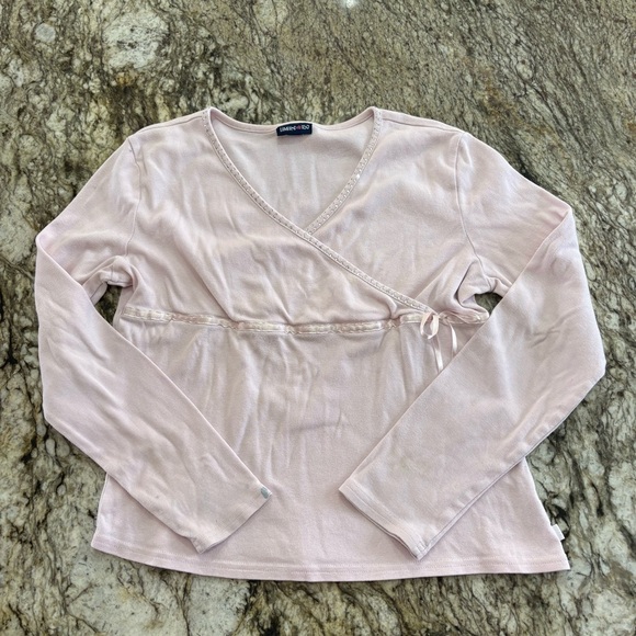 Limited Too Tops - Limited Too Light Pink Long Sleeve Wrap Top